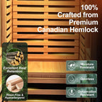 Full Spectrum Infrared Sauna with Fda-Certified 660Nm & 850Nm Red Light Therapy, Low EMF Carbon Fiber Heating Panels, Fast Heat-Up Canadian Hemlock 1-Person Indoor Sauna for Home, 1170W 110V