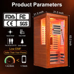 Full Spectrum Infrared Sauna with Fda-Certified 660Nm & 850Nm Red Light Therapy, Low EMF Carbon Fiber Heating Panels, Fast Heat-Up Canadian Hemlock 1-Person Indoor Sauna for Home, 1170W 110V