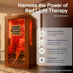 Full Spectrum Infrared Sauna with Fda-Certified 660Nm & 850Nm Red Light Therapy, Low EMF Carbon Fiber Heating Panels, Fast Heat-Up Canadian Hemlock 1-Person Indoor Sauna for Home, 1170W 110V