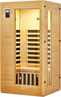 2024 Upgrade 1 to 2 Person Infrared Sauna, Low EMF Infrared Sauna for Home, Indoor Sauna Room, Hemlock Wooden Far Infrared Sauna, Dry Sauna with Bluetooth Speakers, LED Reading and Chromotherapy Lamp