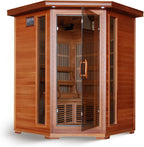 Hudson Bay 3-Person Cedar Corner Infrared Sauna with 7 Carbon Heaters