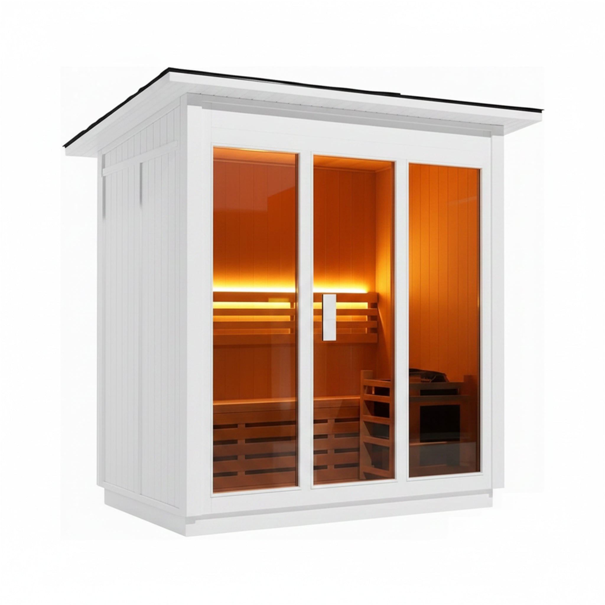 Custom 8-Person Luxury Canadian Red Cedar Outdoor Steam Sauna With Heater And Stones [Made-To-Order] (SAK13492)