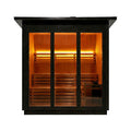 Custom 8-Person Luxury Canadian Hemlock Outdoor Steam Sauna With Double-Backed Bench, Heater And Stones [Made-To-Order]