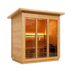 Custom 8-Person Luxury Canadian Hemlock Outdoor Steam Sauna With Double-Backed Bench, Heater And Stones [Made-To-Order]