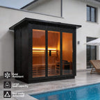 Custom 4-Person Luxury Spruce Outdoor Steam Sauna With Heater And Stones [Made-To-Order] (SAK87912)