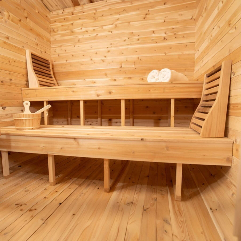Dundalk Leisurecraft 4-Person Canadian Timber Luna Cube Sauna With Sloped Roof And Front Window [CTC22LU] (SAK96475)