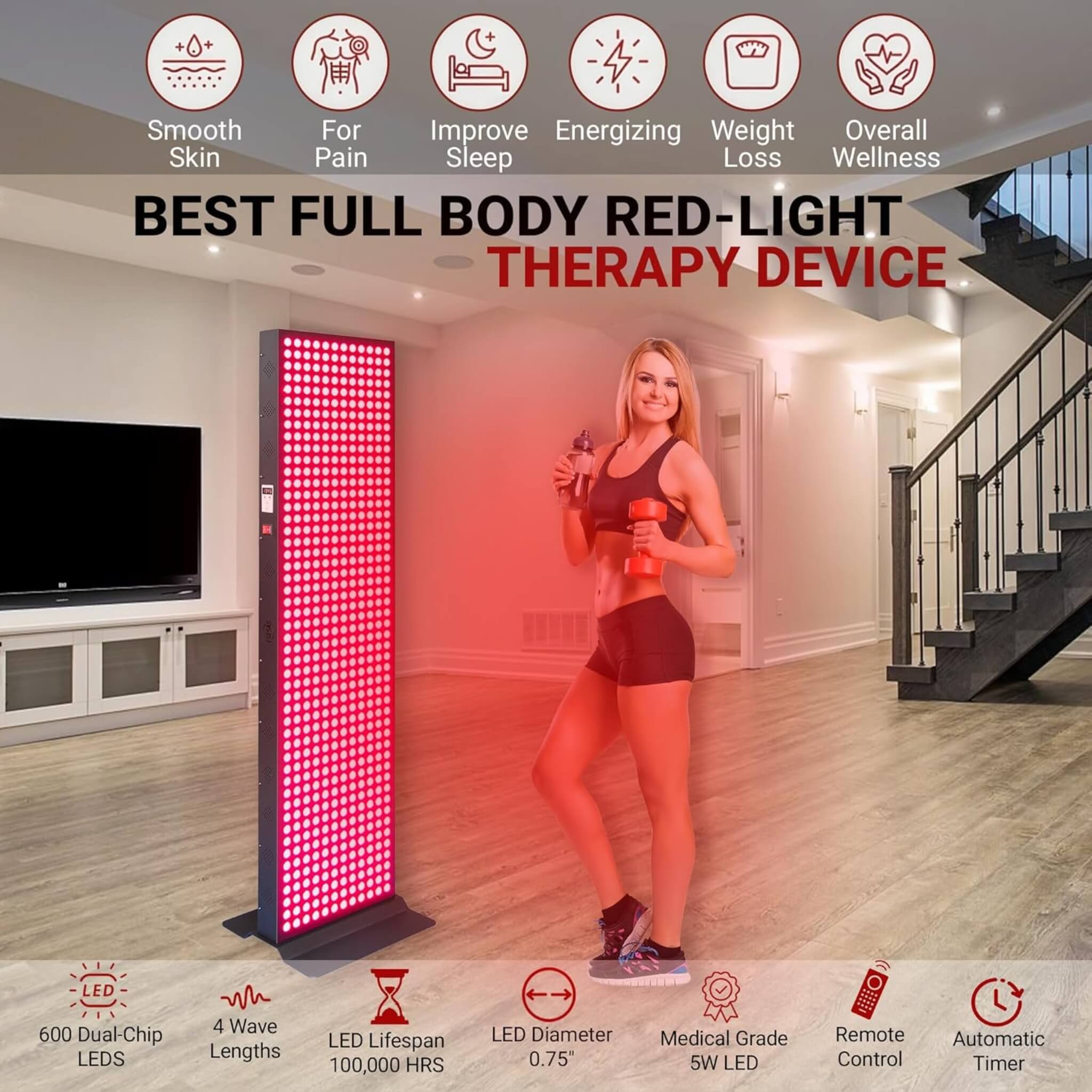 Full-Body Dual-Chip Clinical-Grade Red Light Therapy Panel (SAK63480)