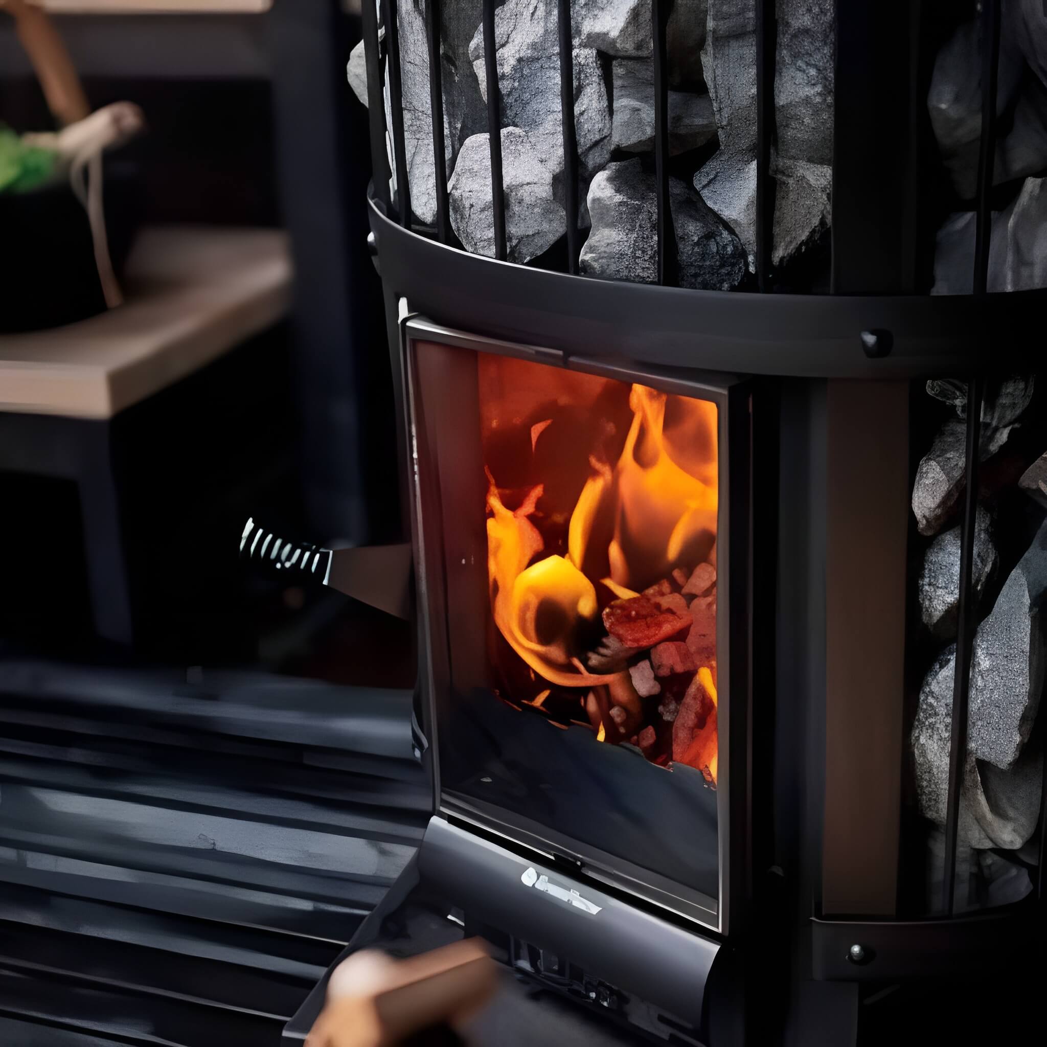 Harvia GreenFlame Legend 240 Wood Sauna Stove with Sauna Stones, 15.9KW