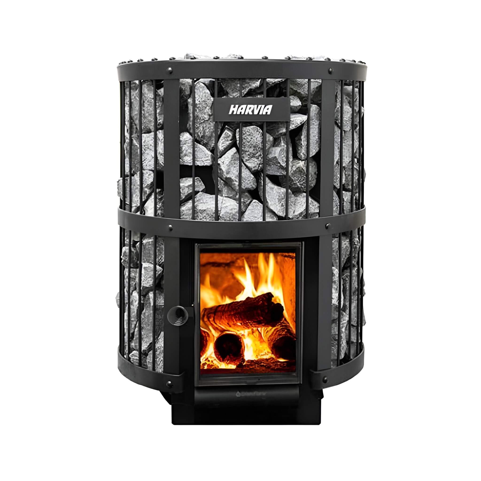 Harvia GreenFlame Legend 240 Wood Sauna Stove with Sauna Stones, 15.9KW