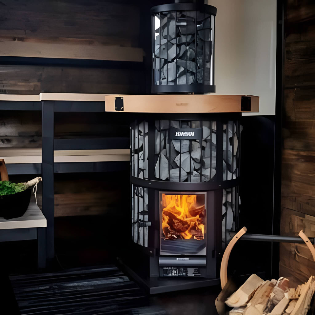 Harvia GreenFlame Legend 240 Wood Sauna Stove with Sauna Stones, 15.9KW