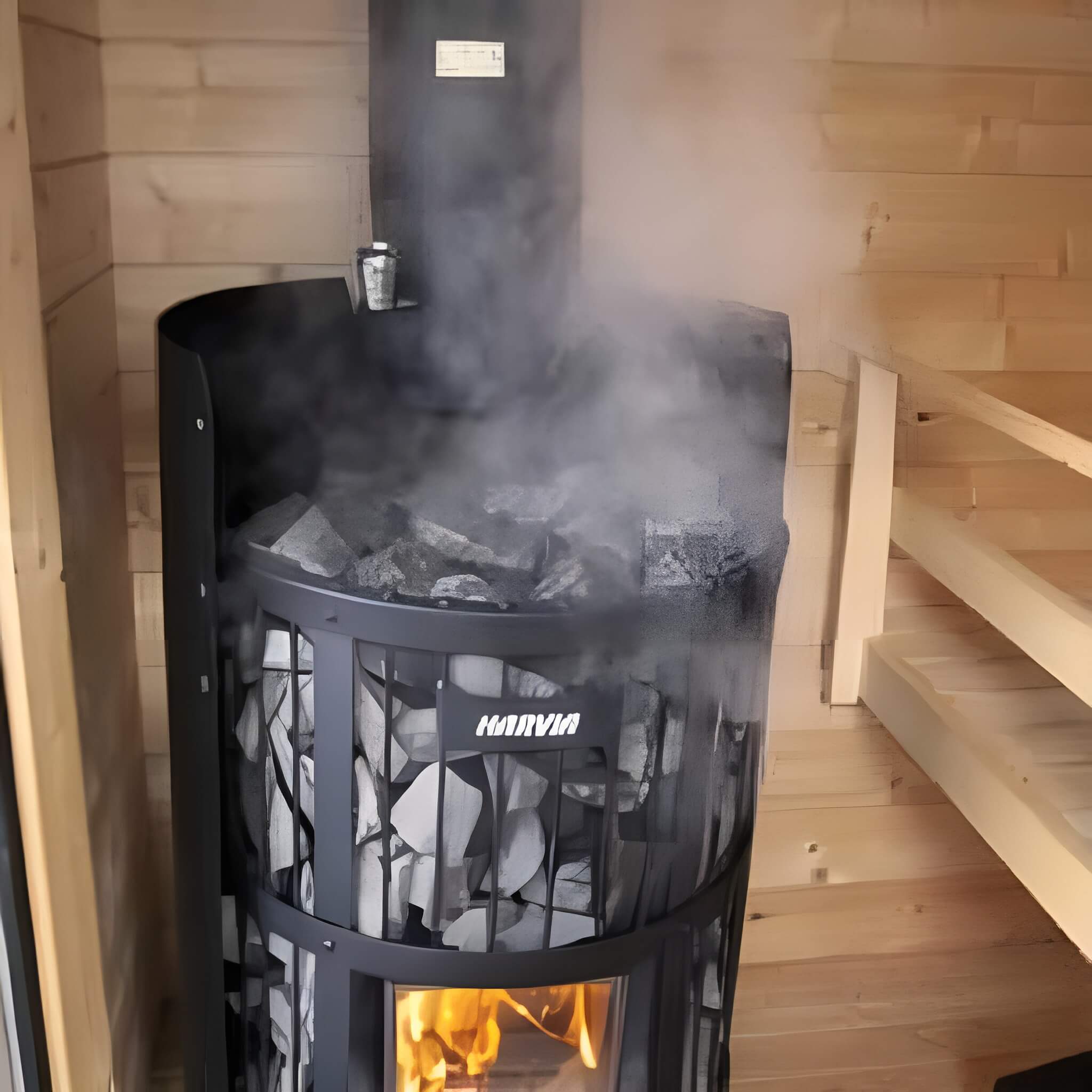 Harvia GreenFlame Legend 240 Wood Sauna Stove with Sauna Stones, 15.9KW