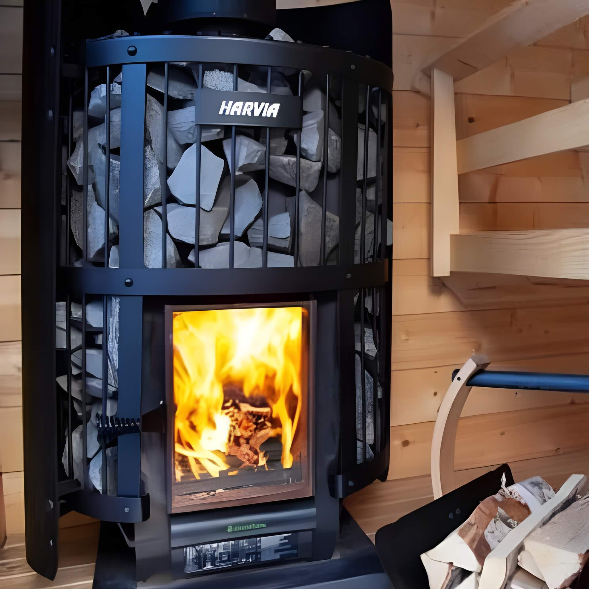 Harvia GreenFlame Legend 240 Wood Sauna Stove with Sauna Stones, 15.9KW