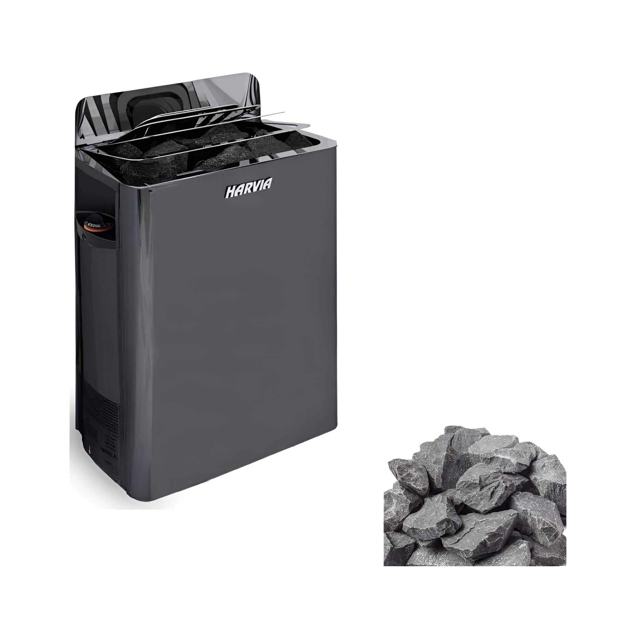 Harvia The Wall Stainless Steel Built-In Wall Mount Sauna Heater With Illuminated Controls & Sauna Stones [SW60/80] (SAK21467)