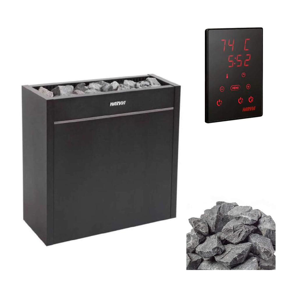 Harvia Virta Pro HL Series Heavy-Duty Electric Sauna Heater With Xenio CX45 Control Panel, Power Extension Unit & Sauna Stones [HL160/200E] (SAK49218)