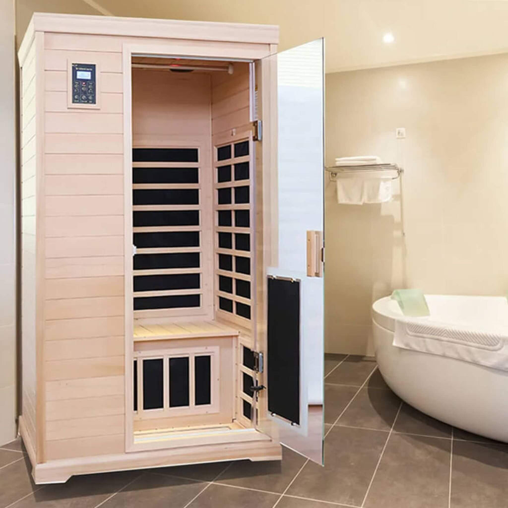Ivara Luxury 2-Person Hemlock Wood FAR Infrared Sauna Room W/ Glass Door
