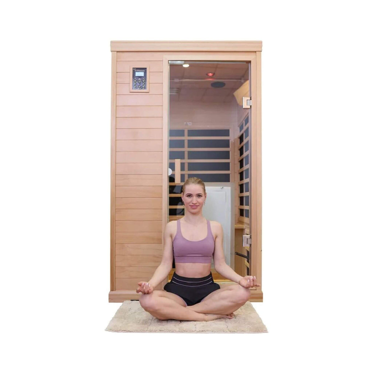 Ivara Luxury 2-Person Hemlock Wood FAR Infrared Sauna Room W/ Glass Door