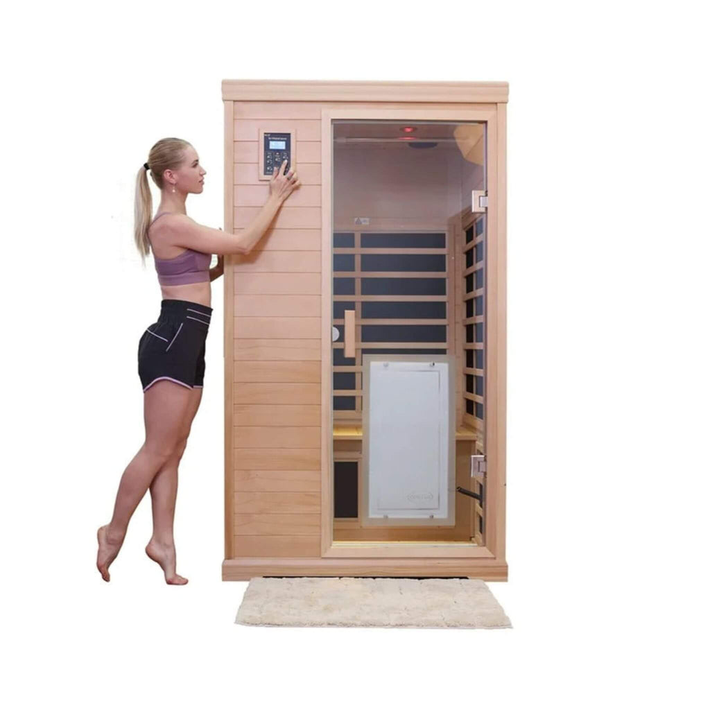 Ivara Luxury 2-Person Hemlock Wood FAR Infrared Sauna Room W/ Glass Door