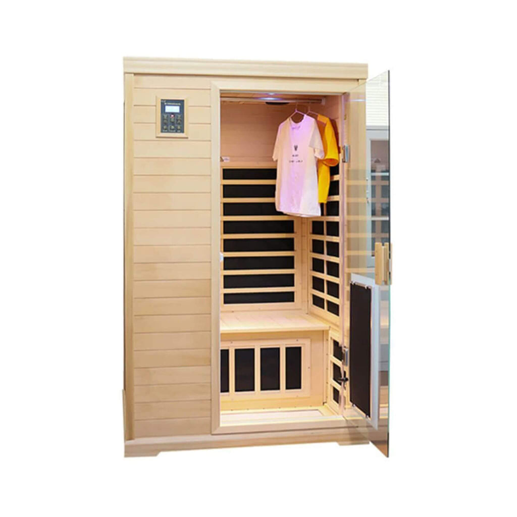 Ivara Luxury 2-Person Hemlock Wood FAR Infrared Sauna Room W/ Glass Door