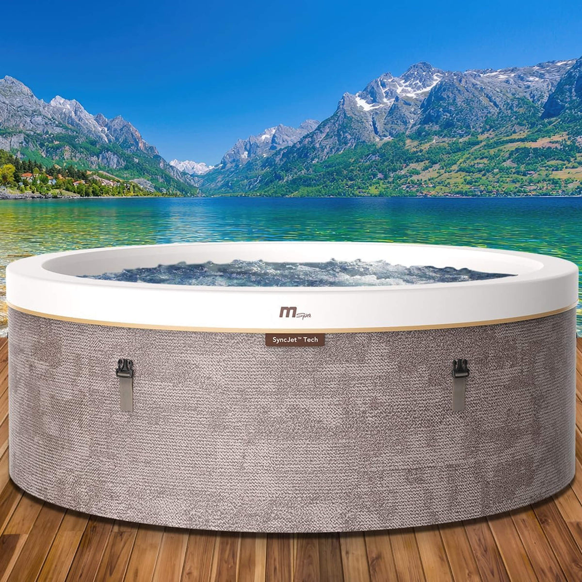 MSpa Cocoon Verto Series Six-Person Inflatable Round Hot Tub with Hydro Massage