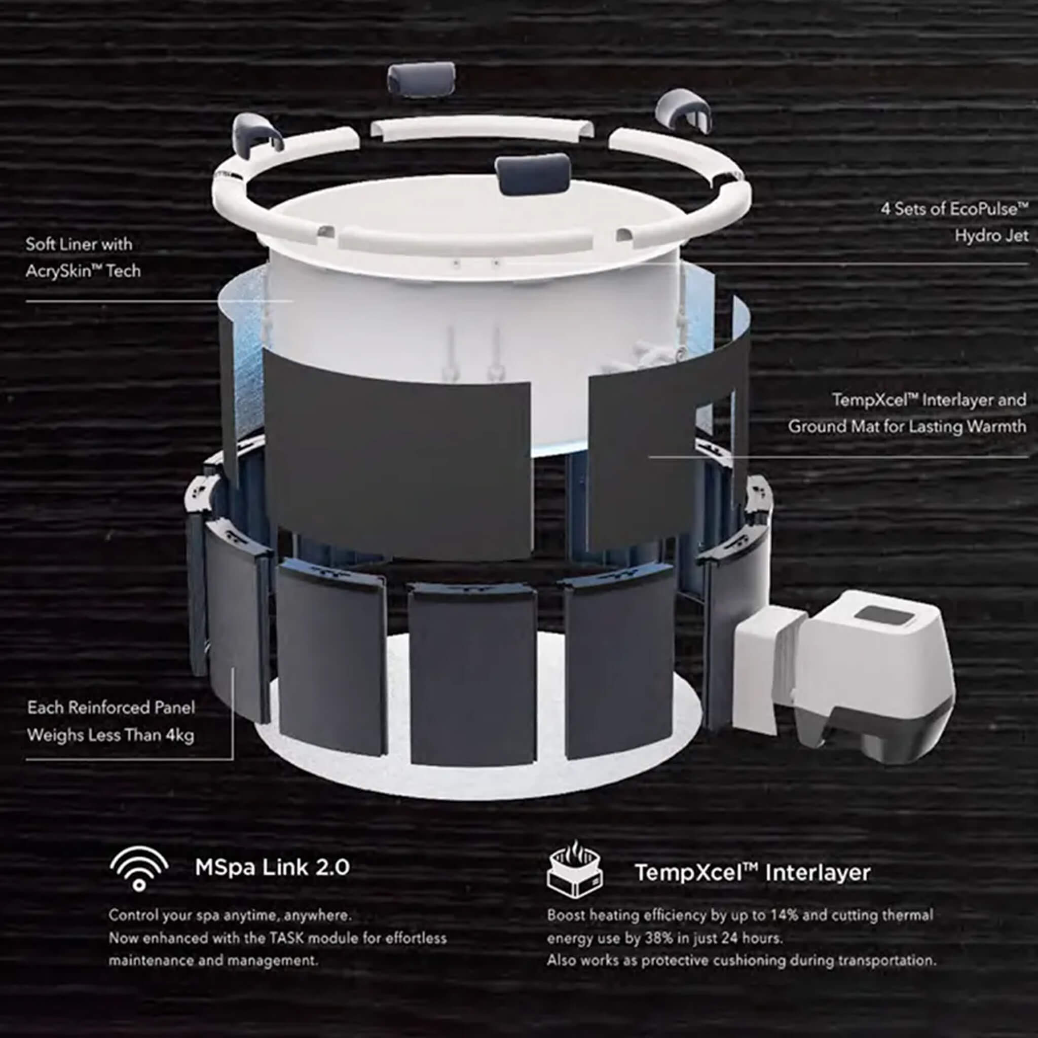 MSpa Denver Frame Series Six-Person Inflatable Round Hot Tub with Hydro Massage