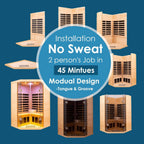 Laurent Premium 2-Person 1600W Corner Space Infrared Wooden Sauna Room With Bluetooth Speakers (SAK81524)
