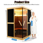 Thermora Helix Premium Large 2-Person V-Shaped FAR Infrared Sauna Room With Double Glass Doors, 1980W (SAK96413)