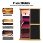 Thermora Helix Premium Large 2-Person V-Shaped FAR Infrared Sauna Room With Double Glass Doors, 1980W (SAK96413)