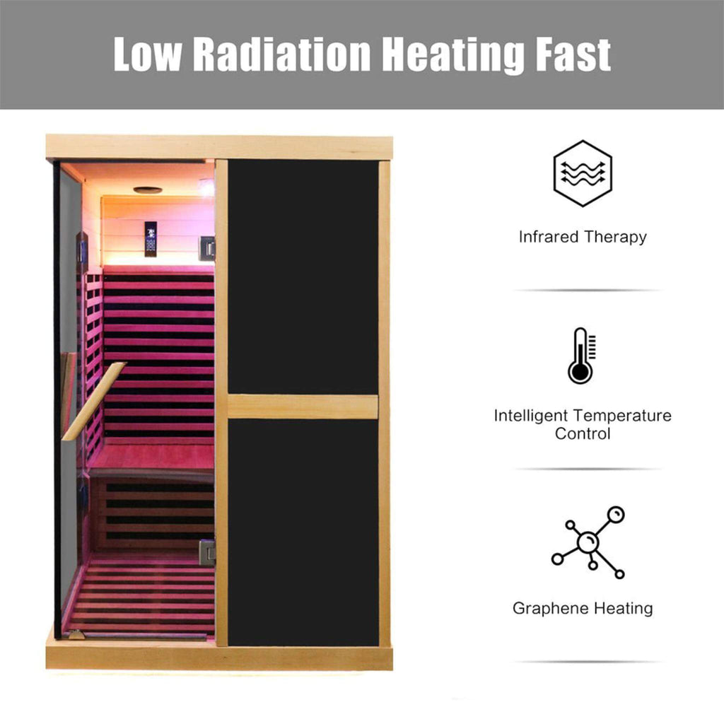 Helix Premium Large 2-Person V-Shaped FAR Infrared Sauna Room With Double Glass Doors