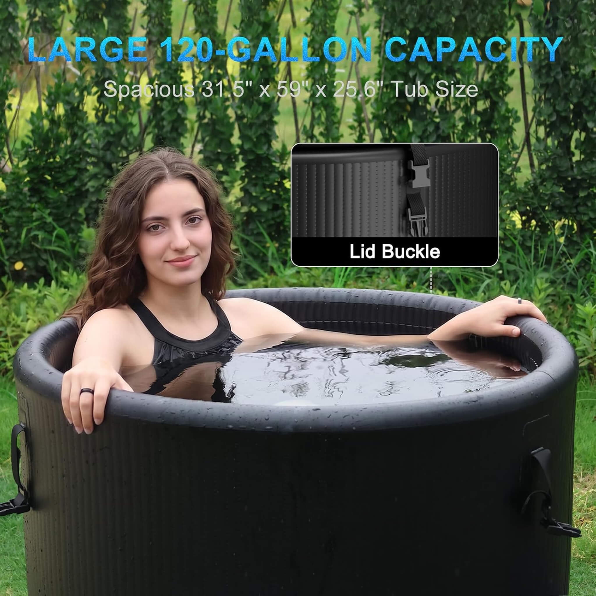 FCP Premium XL 120 Gal Cold Plunge Tub Kit With 1HP Chiller, Filter, And Pump (SAK92632)