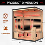 Rövia Ember 4-Person Full-Spectrum Infrared Sauna With Himalayan Salt Panels [Made-To-Order] (SAK80537)