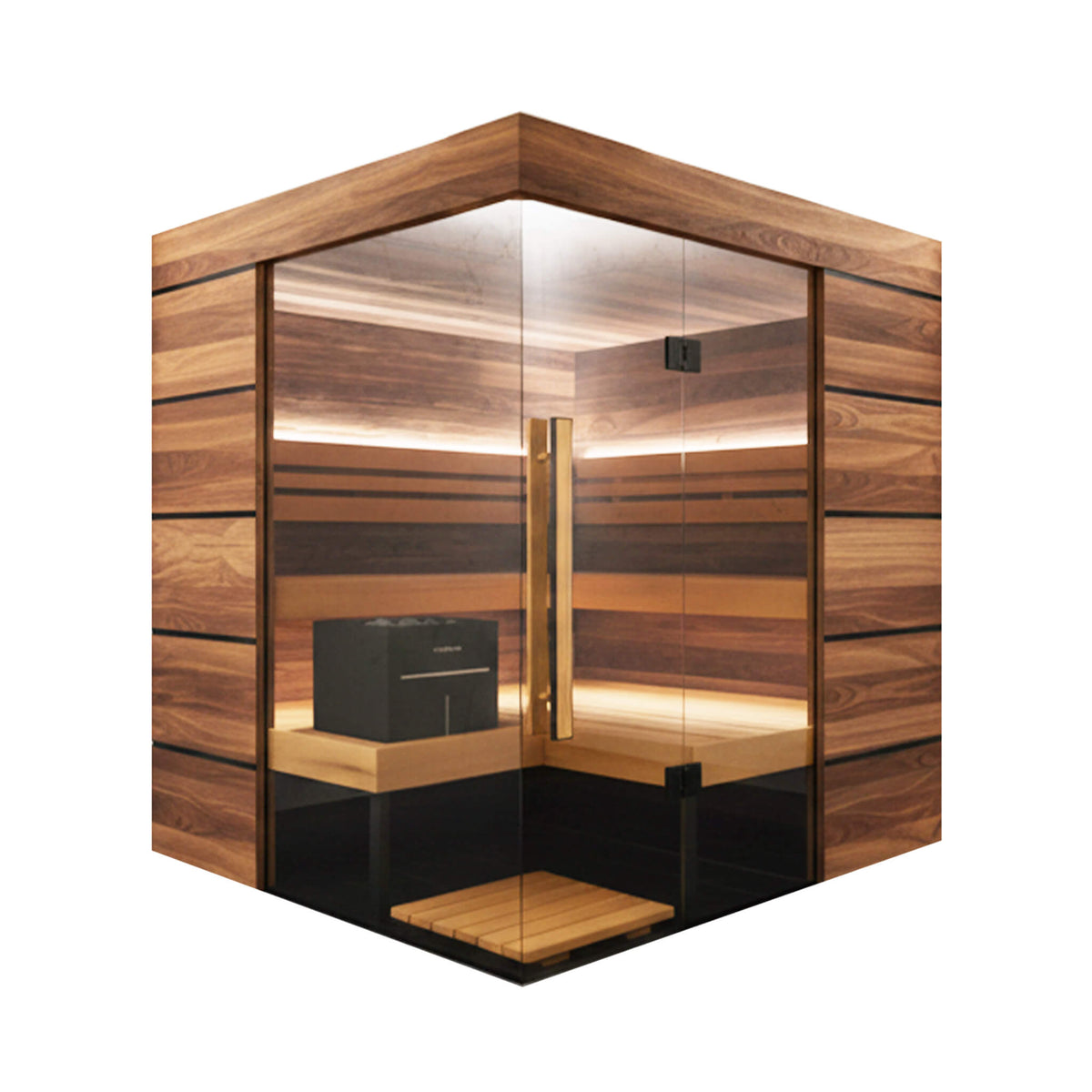 ThermaSol Astra 4-Person Indoor Semi Panoramic Glass Sauna Cabin [Made-To-Order]