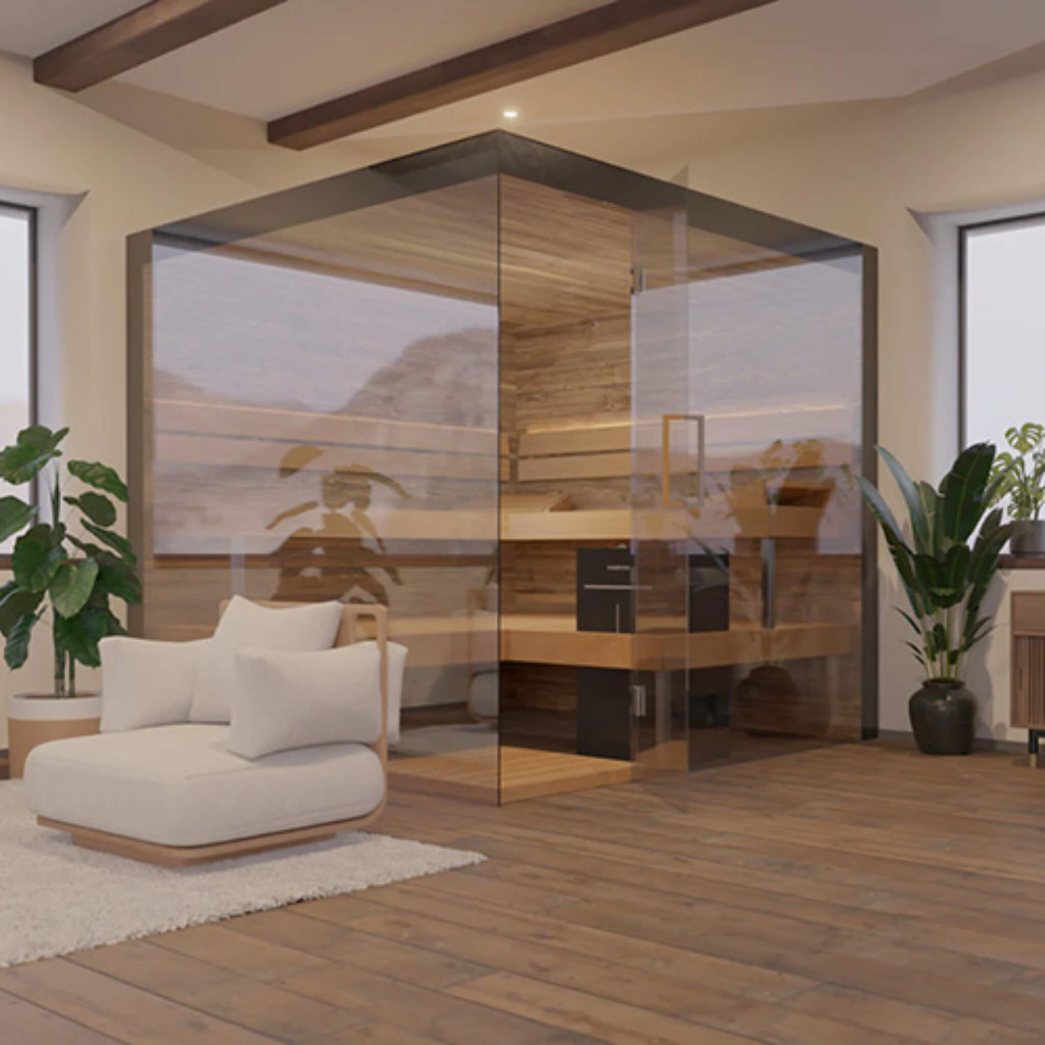 ThermaSol Lumaria 2-5 Person Indoor Glass Sauna Cabin