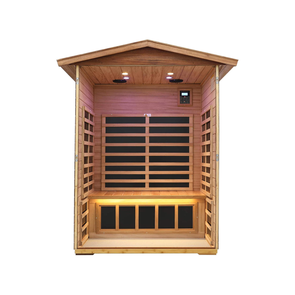 Thermora Ignis 2-Person Ultra-Low EMF Mahogany Outdoor Infrared Sauna With Bluetooth Speakers (SAK43021)