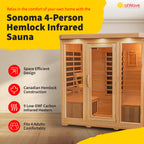 Sonoma 4-Person Hemlock Infrared Sauna with 9 Carbon Heaters